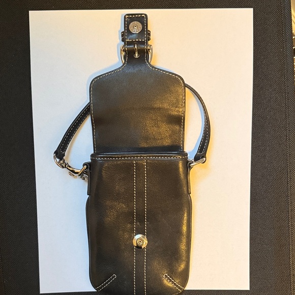 Coach Black Leather Wristlet Mini Pouch - Picture 4 of 8